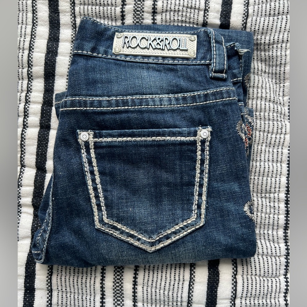 Rock N Roll Denim Jeans w/ Western Embroidery! 25x30 Midrise Bootcut